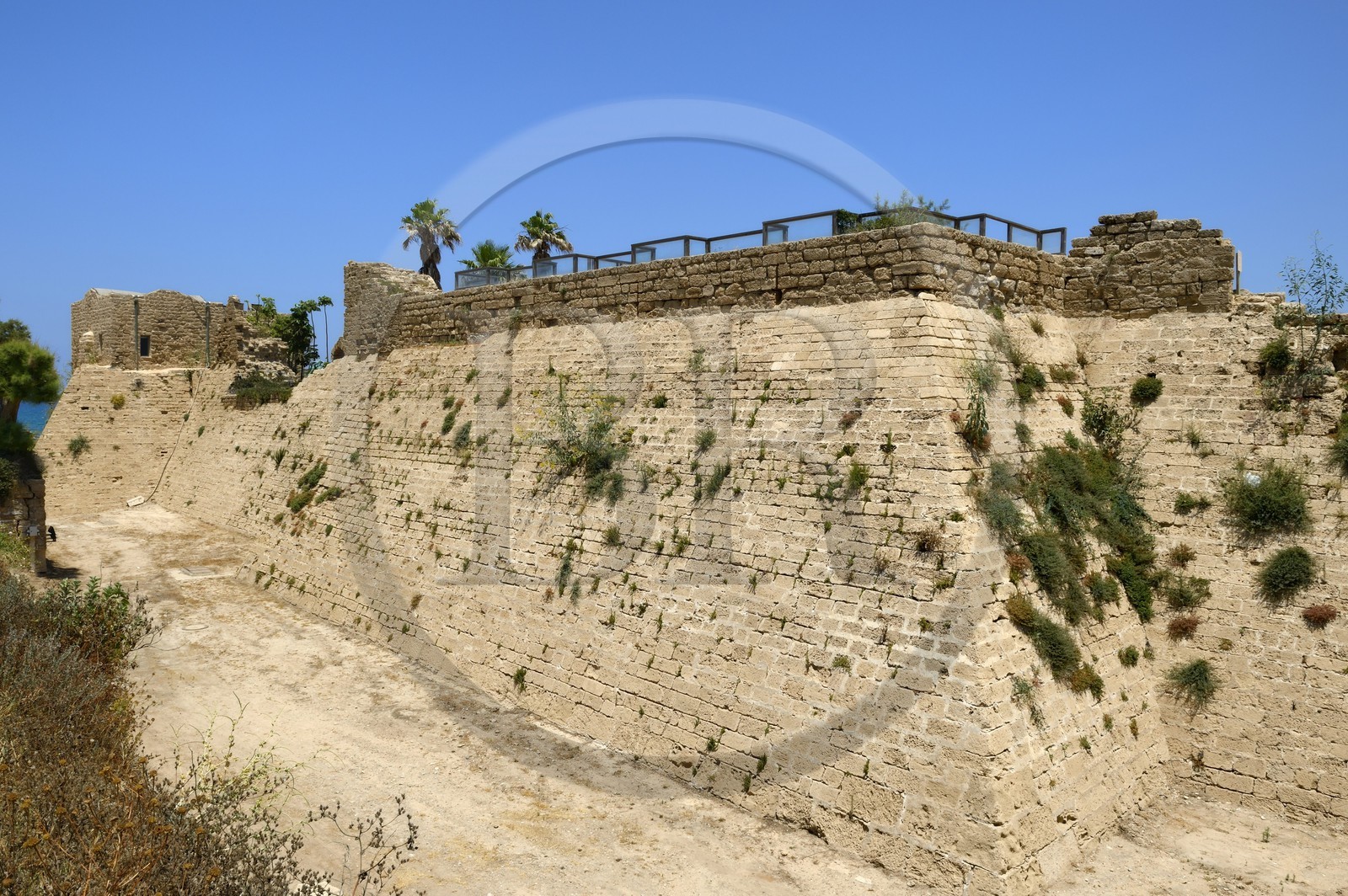 Israel, Haifa District, Caesarea (Caesarea Maritima), ruins of Caesarea, ramparts of the citadel of the Crusaders