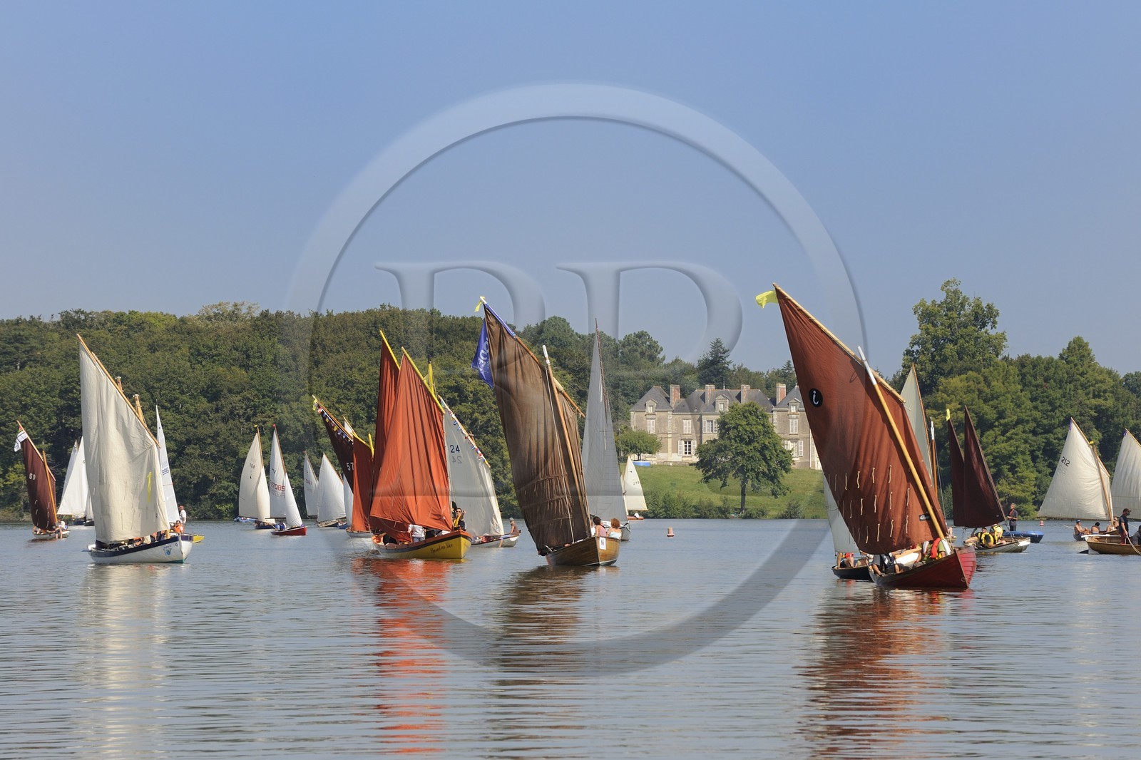 France, Loire-Atlantique (44), Nantes, Sucé-sur-Erdre, la rivière Erdre au niveau du château de Nay, rencontres de Yachting & Canotage de vieux gréments lors des RDV de l'Erdre