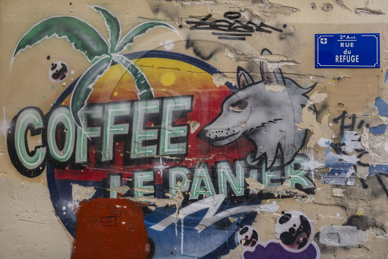 France, Bouches-du-Rhône (13), Marseille, quartier du Panier, peintures murales et graffitis rue du Refuge