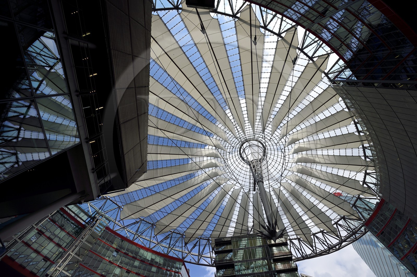 Germany, Berlin, Potsdamer Platz, glass cupola of the Sony Center by architect Helmut Jahn