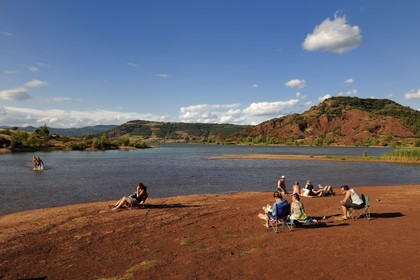 France, Herault, red earth on the Salagou Lake