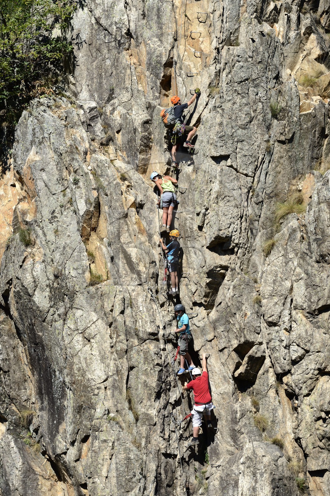 France, Ardèche (07), Parc Naturel Régional des Monts d'Ardèche, Thueyts, la haute-vallée de la rivière Ardèche, La via ferrata du Pont du diable