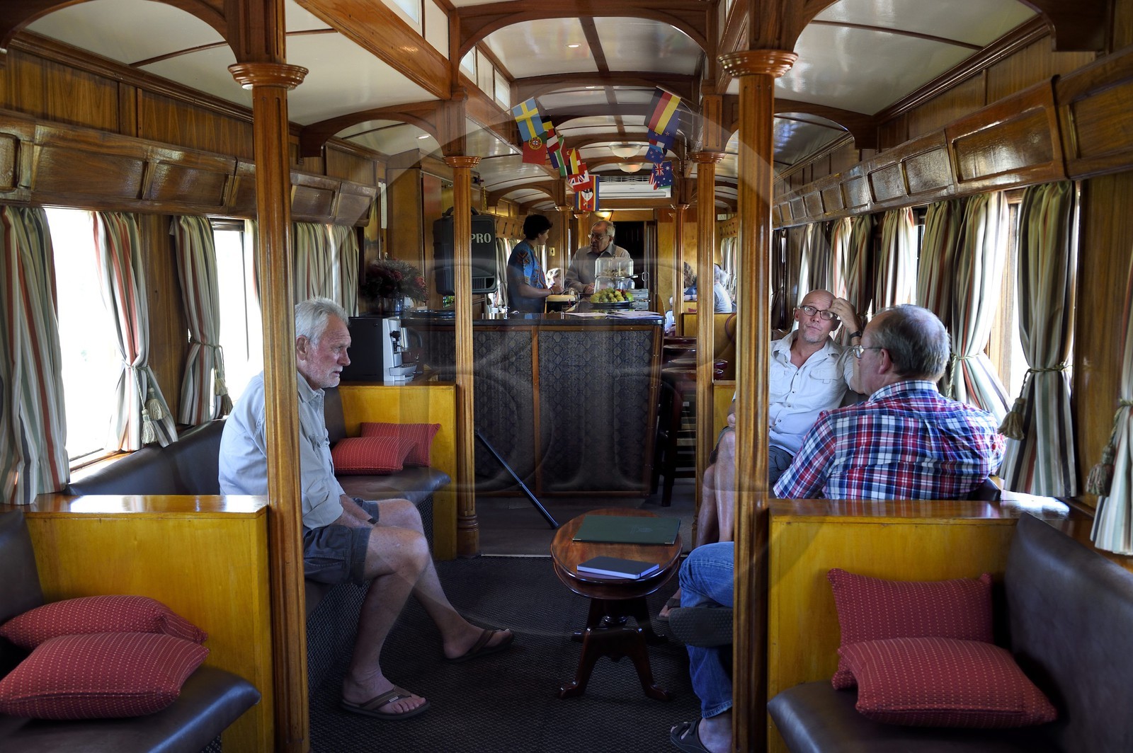 Namibia, Otjozondjupa region, the Shongololo express train, the buffet car