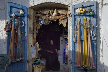 France, Haute-Corse (2B), Bastia, quartier de Terra-Vecchia, réunion d'anciens pêcheurs devant leur QG sur le Vieux-Port