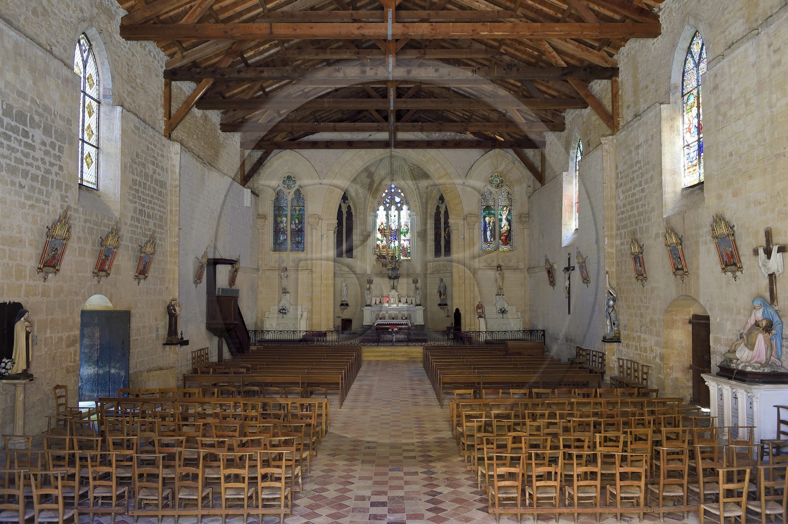 France, Dordogne (24), Périgord Pourpre, la Bastide de Molières, église Notre-Dame-de-la-Nativité