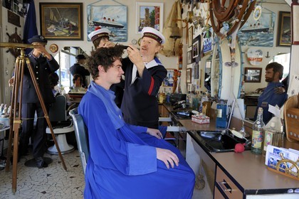 France, Seine Maritime, Le Havre, Downtown rebuilt by Auguste Perret listed as World Heritage by UNESCO, the very special Salon des Navigateurs, the hairdresser Daniel Lecompte