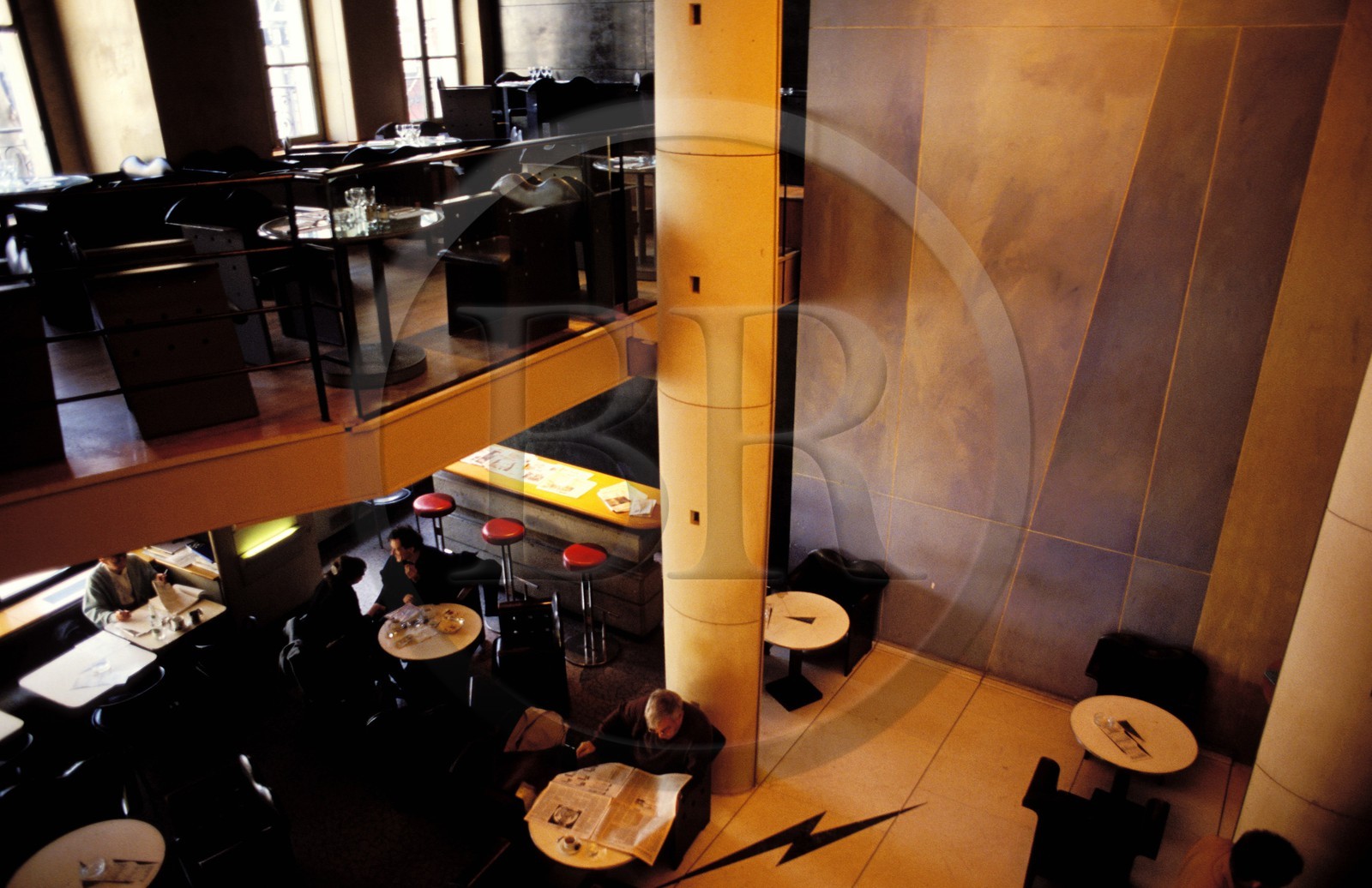 France, Paris, Beaubourg cafe by the architect Christian de Portzamparc
