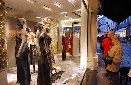 France, Nord, Lille, Grande Chaussee street, window of a luxurious shop