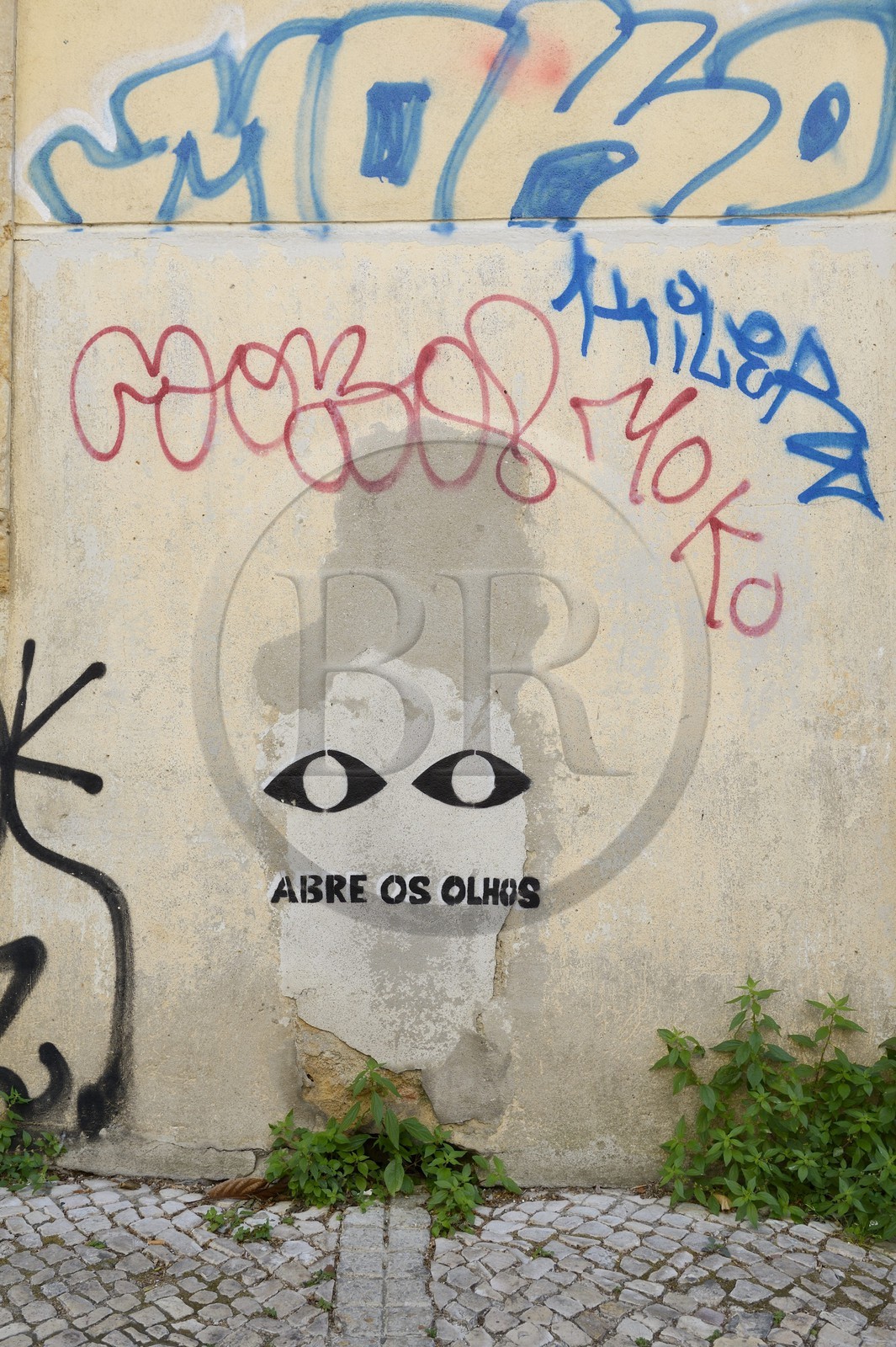 Portugal, Lisbonne, quartier de l'Alfama, graffiti de Abre de Olhos