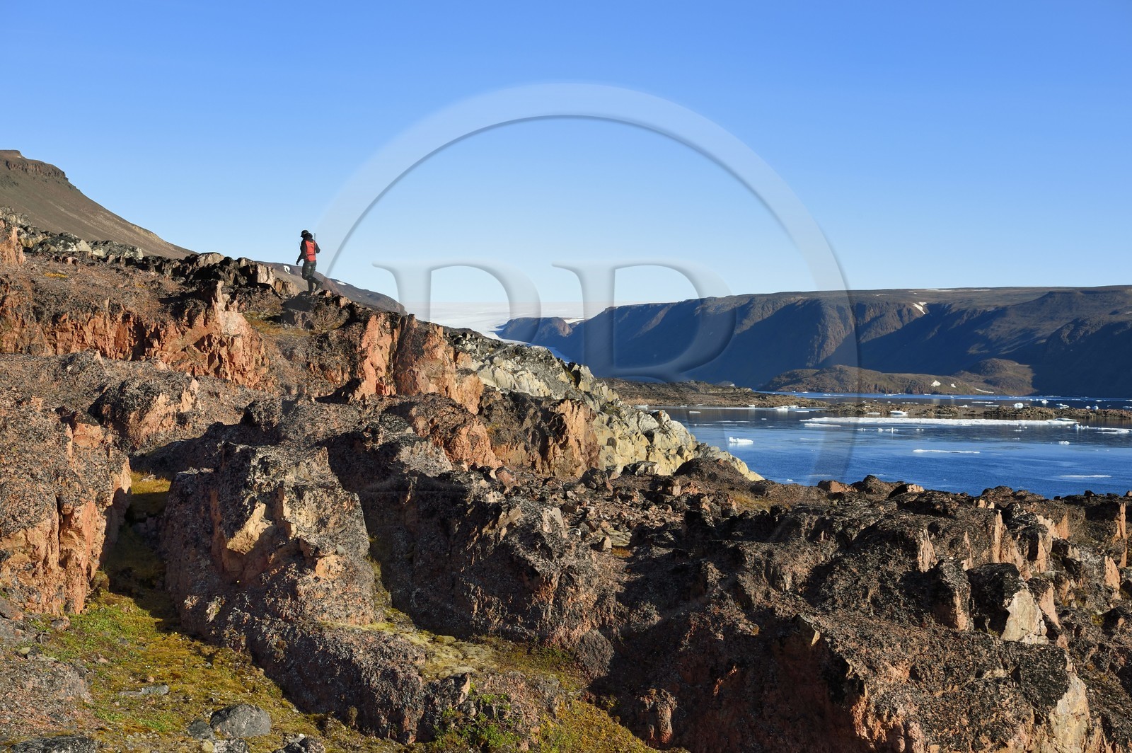 Groenland, cote Nord-Ouest, Smith sound au nord de la baie de Baffin, Inglefield Land, randonnée sur le site de Etah dans le Foulke fjord, campement inuit aujourd'hui abandonné qui servit de base à plusieurs expéditions polaires