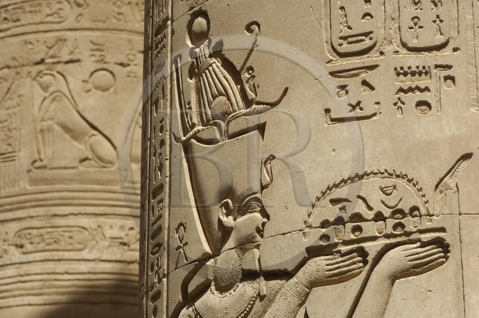 Egypte, Haute Egypte, vallée du Nil, temple de Kom Ombo dédié au dieu Sobek à tête de crocodile