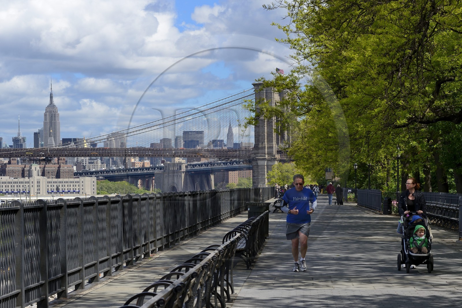 Etats-Unis, New York, Downtown Manhattan vue de la promenade à Brooklyn et le pont de Brooklyn en arrière plan