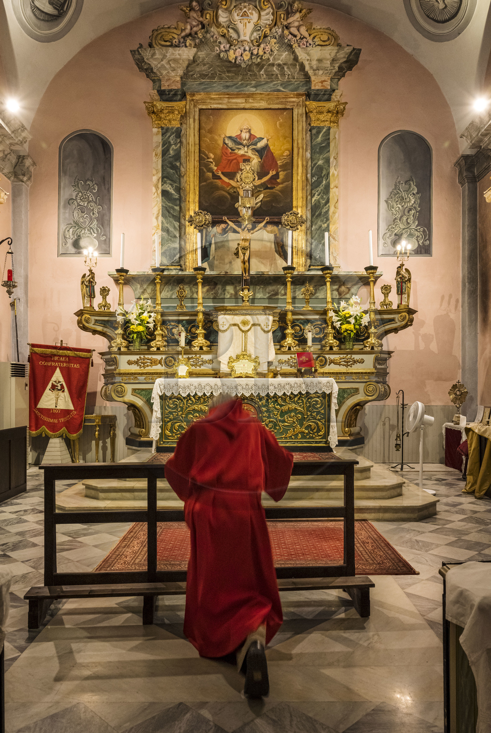 France, Alpes-Maritimes (06), Nice classée Patrimoine Mondial de l'UNESCO, le Vieux Nice, chapelle de la Très-Sainte-Trinité et du Saint-Suaire qui appartient à la confrérie des Pénitents rouges