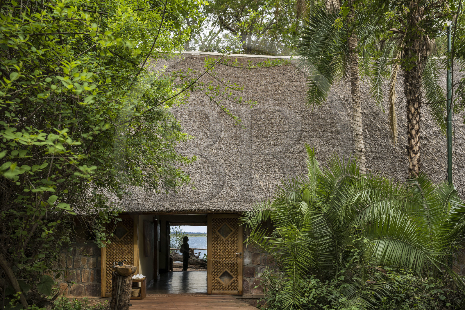 Rwanda, Akagera National Park, Ruzizi Tented Lodge on the edge of Lake Ihema, the living room in the main building