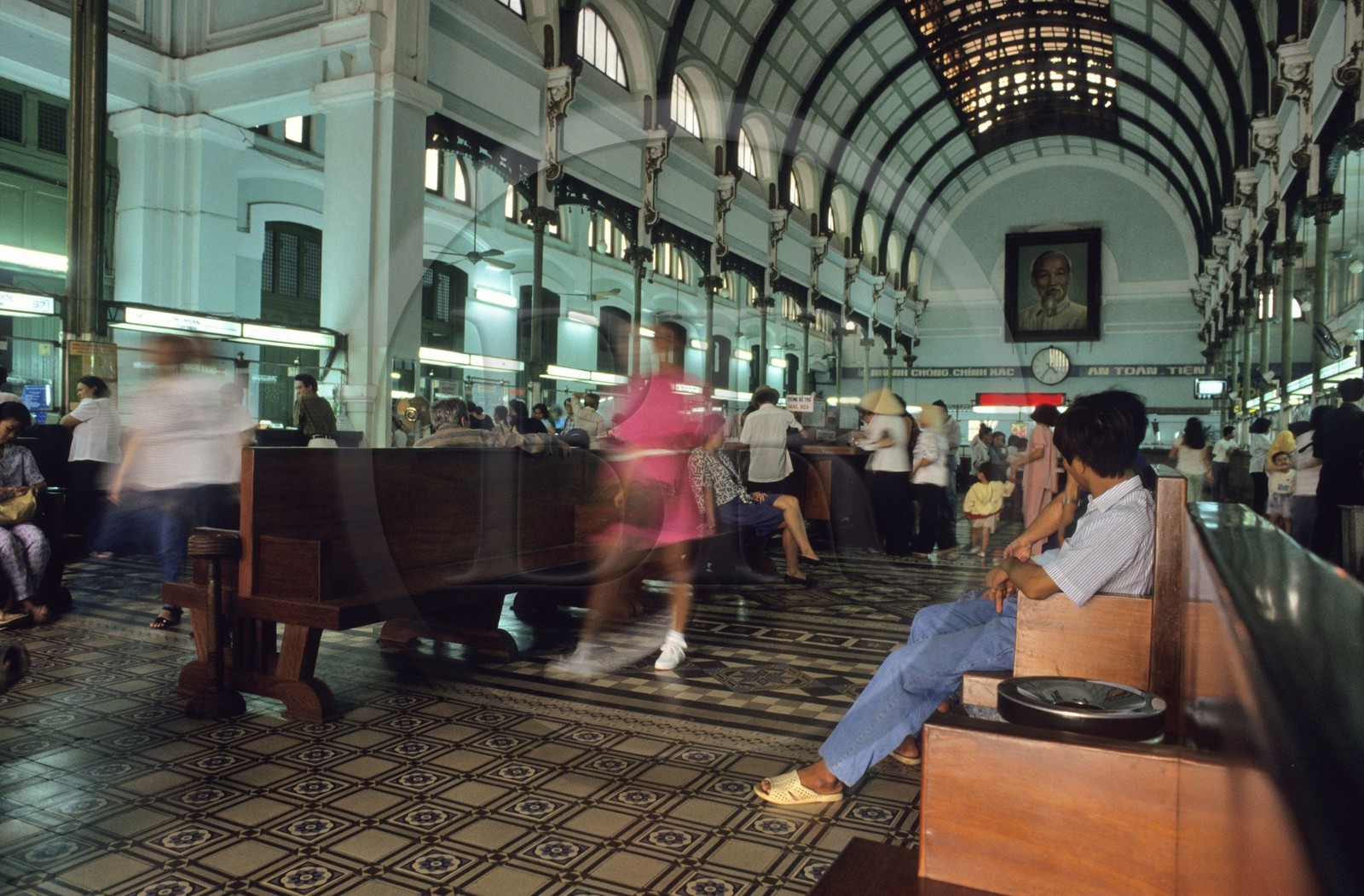 Vietnam, Ho Chi Minh City (Saigon), district 1, main Post-office, built between 1886 and 1891 by the french, glass-roof by Gustave Eiffel