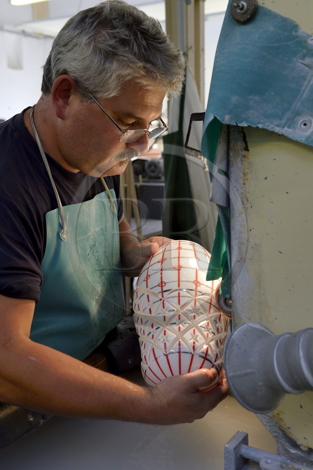 France, Moselle, Saint-Louis-les-Bitche, the Cristallerie Saint-Louis (Saint-Louis crystal glass manufacturer),  cutting and engraving workshops