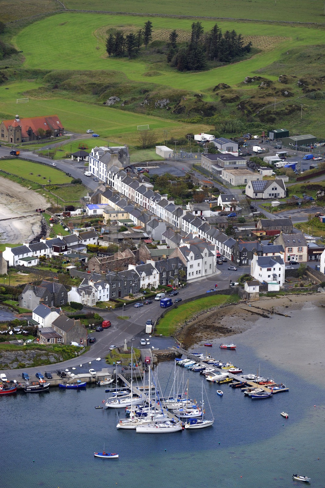 United Kingdom, Scotland, Inner Hebrides, Islay Island, Port Ellen village (aerial view)