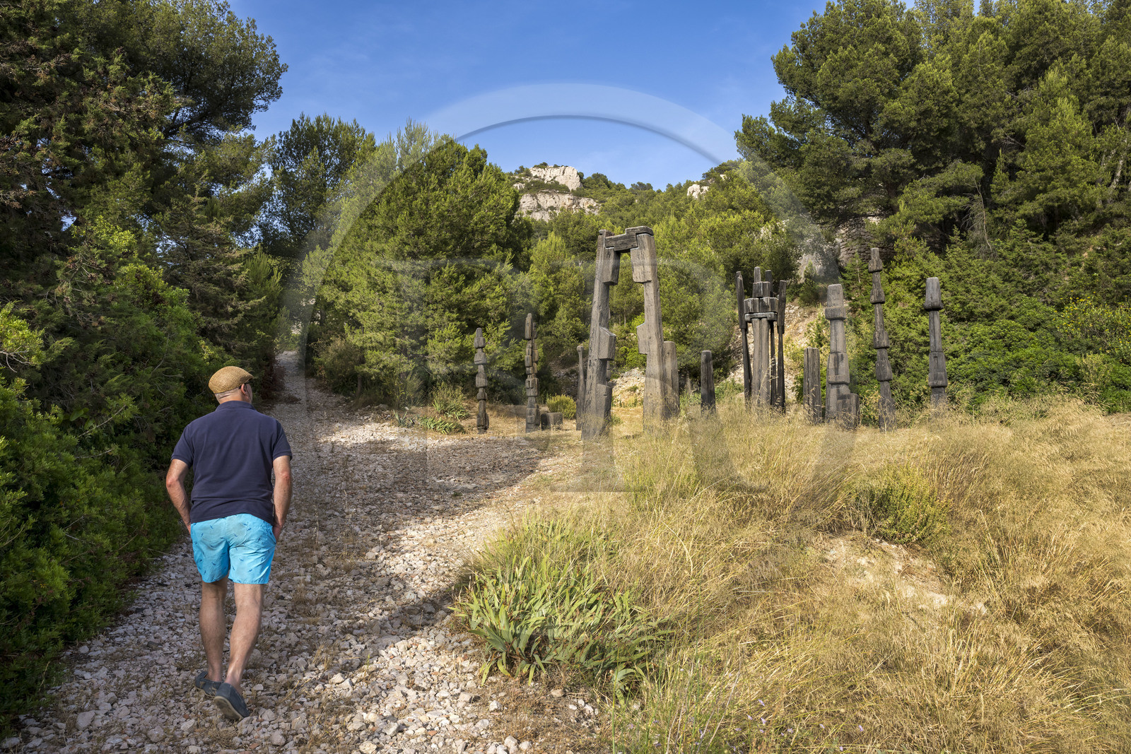France, Bouches-du-Rhône (13), Marseille, quartier des Goudes, La Friche de l'Escalette dans les ruines d’une ancienne usine de traitement de plomb, L'été de la forêt (1964-1966) de l'artiste François Stahly