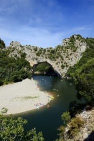 France, Ardeche, Gorges de l'Ardeche, Vallon Pont d'Arc, the Pont d'Arc on Ardeche River