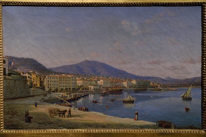 France, Corse-du-Sud (2A), Ajaccio, musée Fesch (musée des beaux-arts), vue du port d'Ajaccio en 1882 du peintre Francois Peraldi