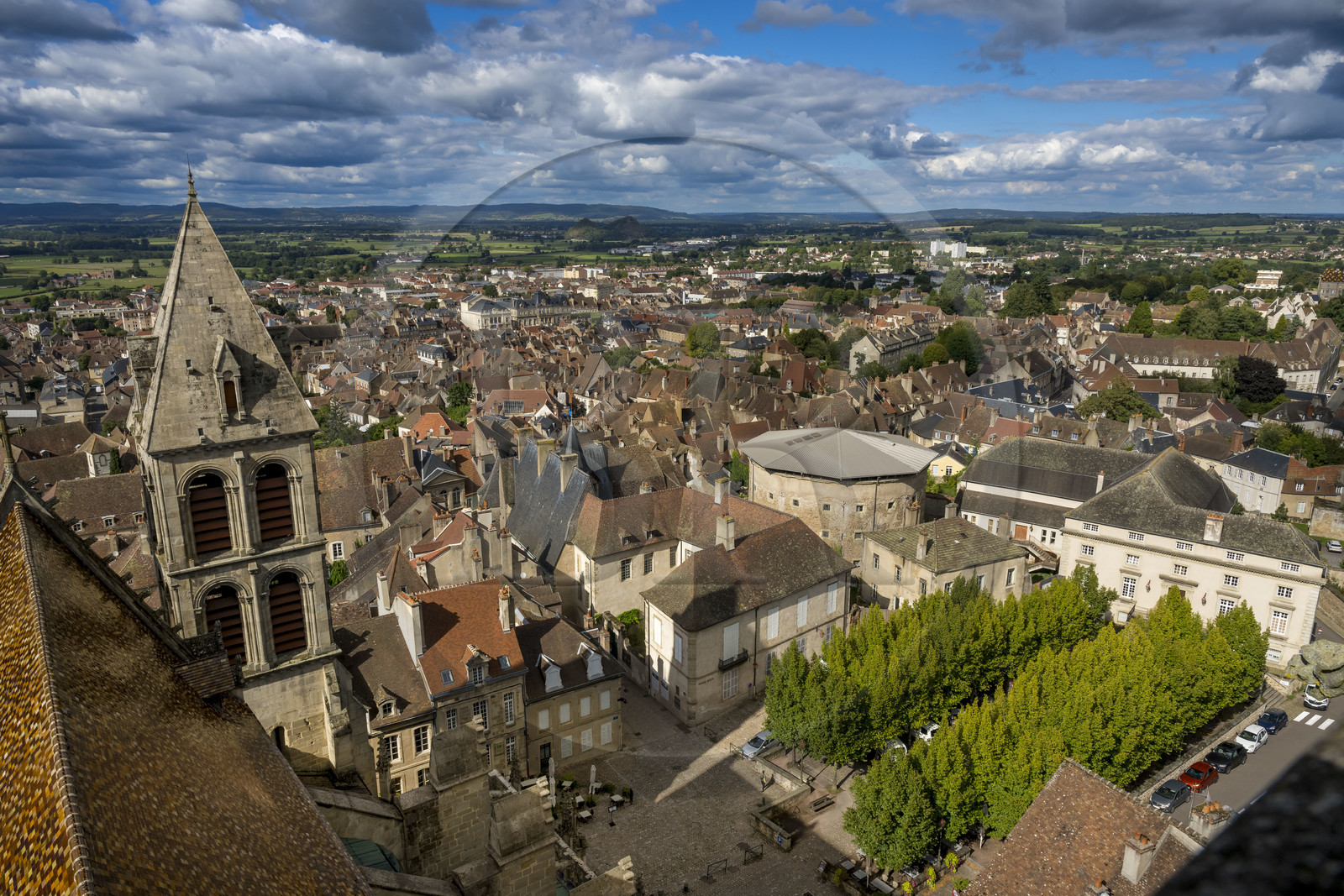 France, Saone et Loire, Autun, the current Rolin museum on the left will be extended to the two neighboring buildings which border the Place Saint-Louis: the 19th century circular prison and the former Palais de Justice on the right