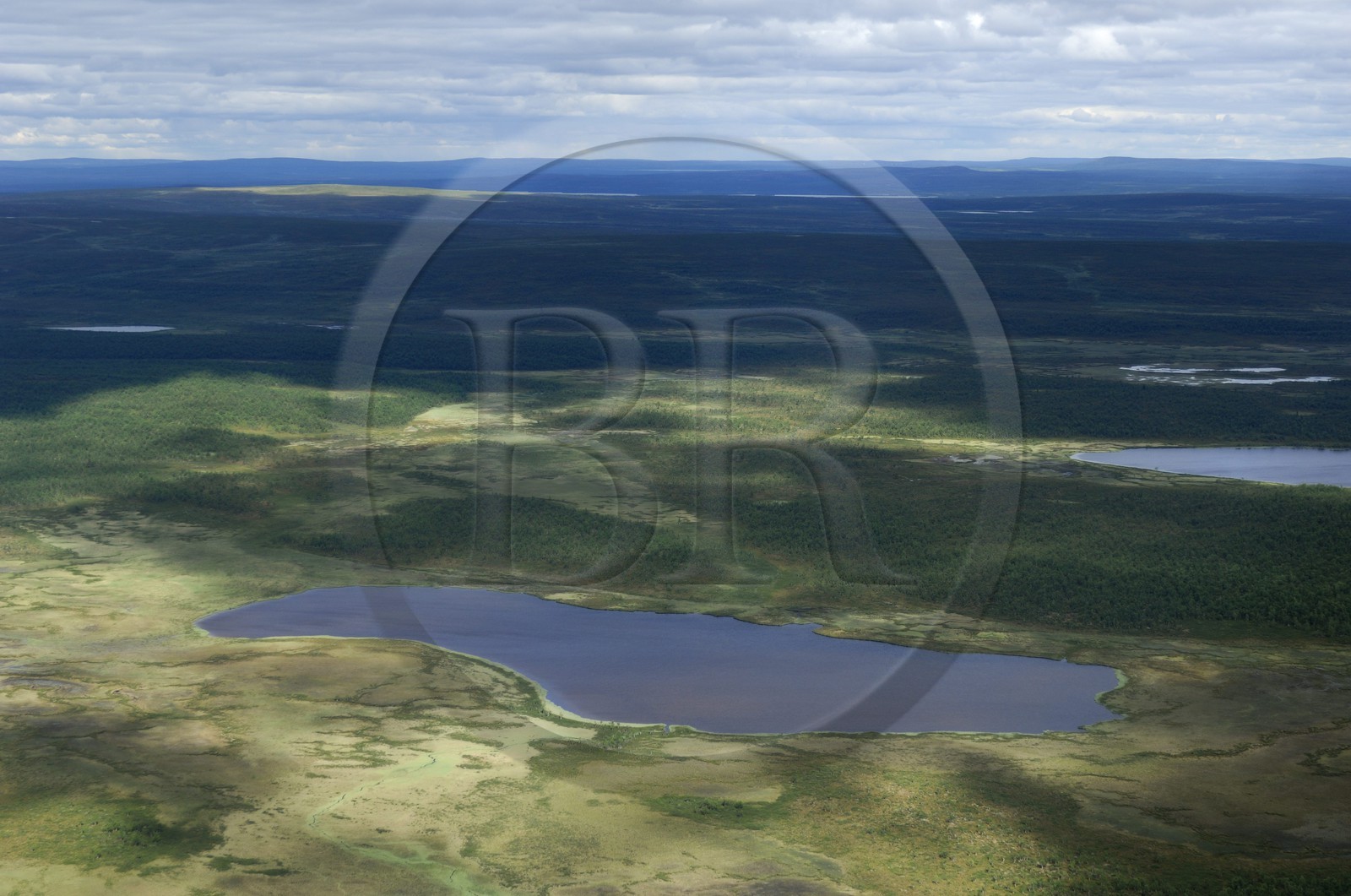 Sweden, Lapland, Norrbotten County landscape north of Lulea (aerial view)