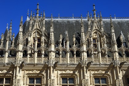 France, Seine Maritime, Rouen, the Palais de Justice (Courthouse) which was once the seat of the Parlement (French court of law) of Normandy and a rather unique achievements of Gothic civil architecture from the late Middle Ages in France, facade of the court