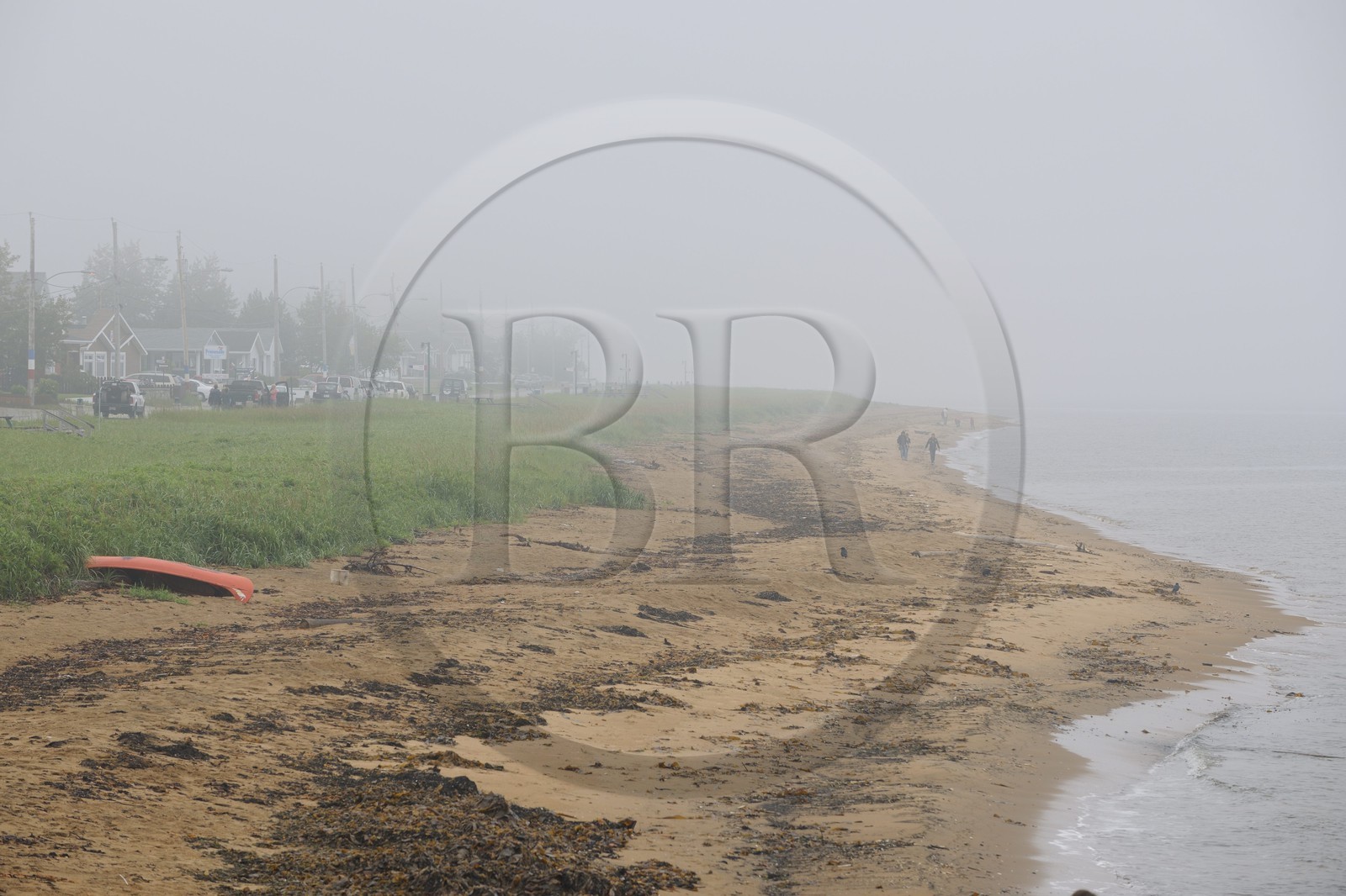 Canada, province du Québec, Saint Laurent, Côte Nord, la plage à Havre-Saint-Pierre dans le brouillard