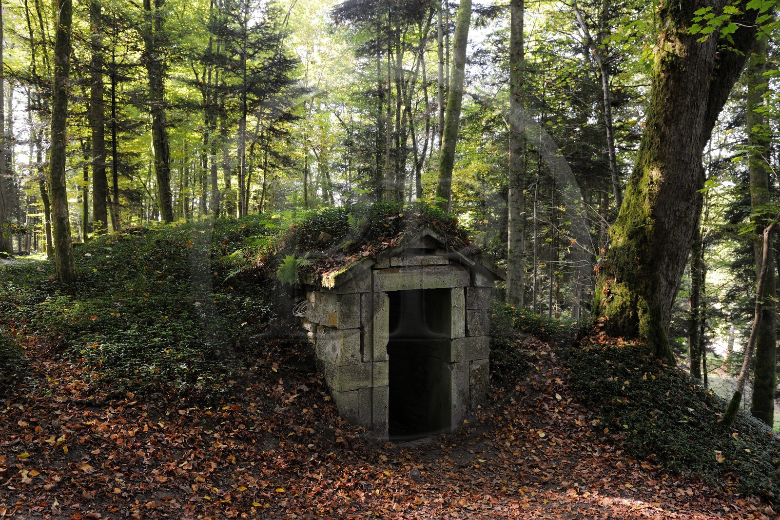 France, Vosges (88), Manufacture Royale de Bains-les-Bains, la glacière dans le parc
