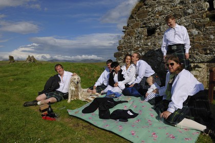Royaume-Uni, Ecosse, Hébrides intérieures, Ile de Islay, Finlaggan est un site historique sur l'île Eilean Mòr du Loch Finlaggan, elle fut le siège des Seigneurs des îles et du Clan Donald