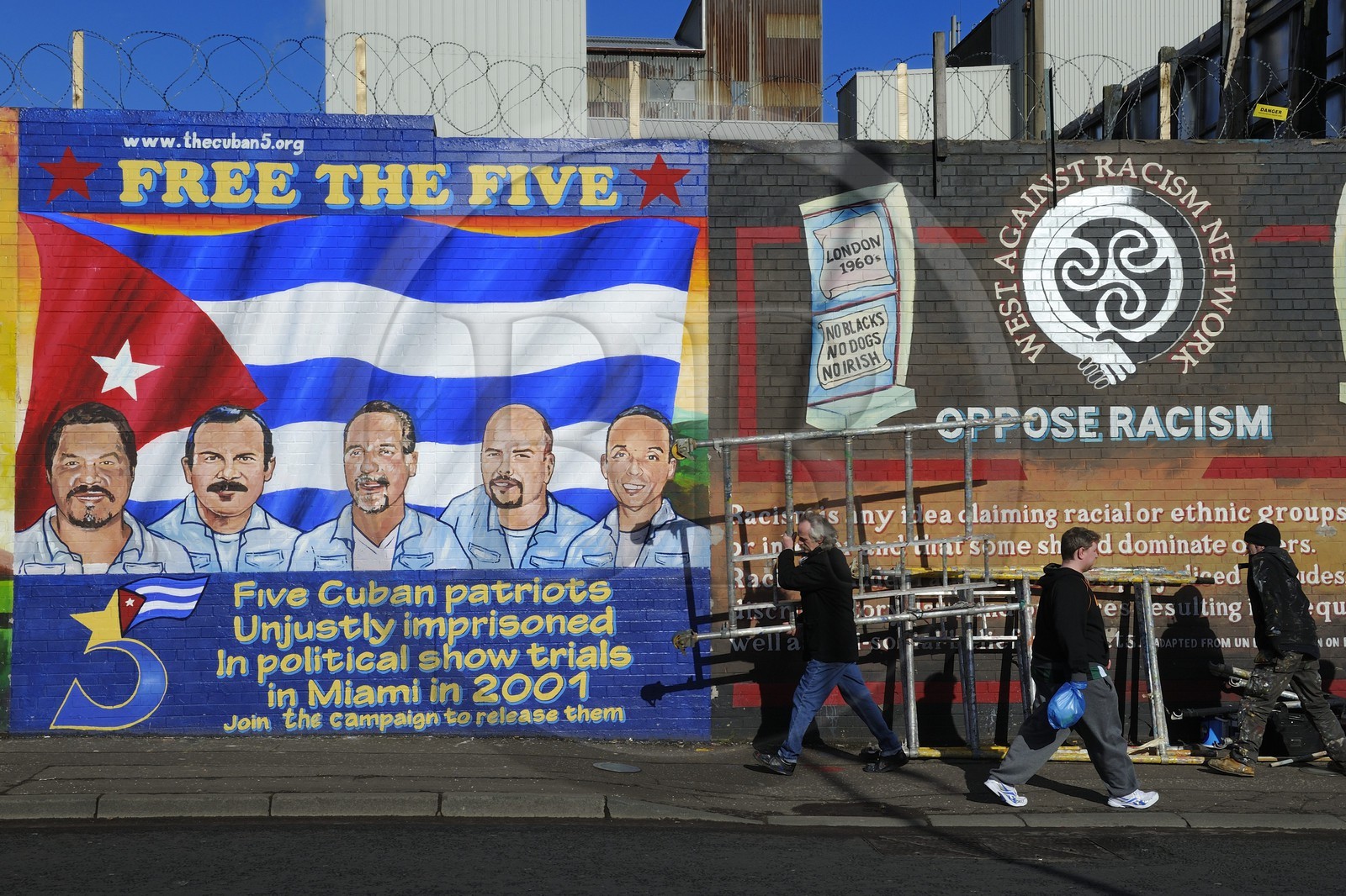 United Kingdom, Northern Ireland, West Belfast, Catholic Falls area, International or Solidarity Wall, murals on Falls Road