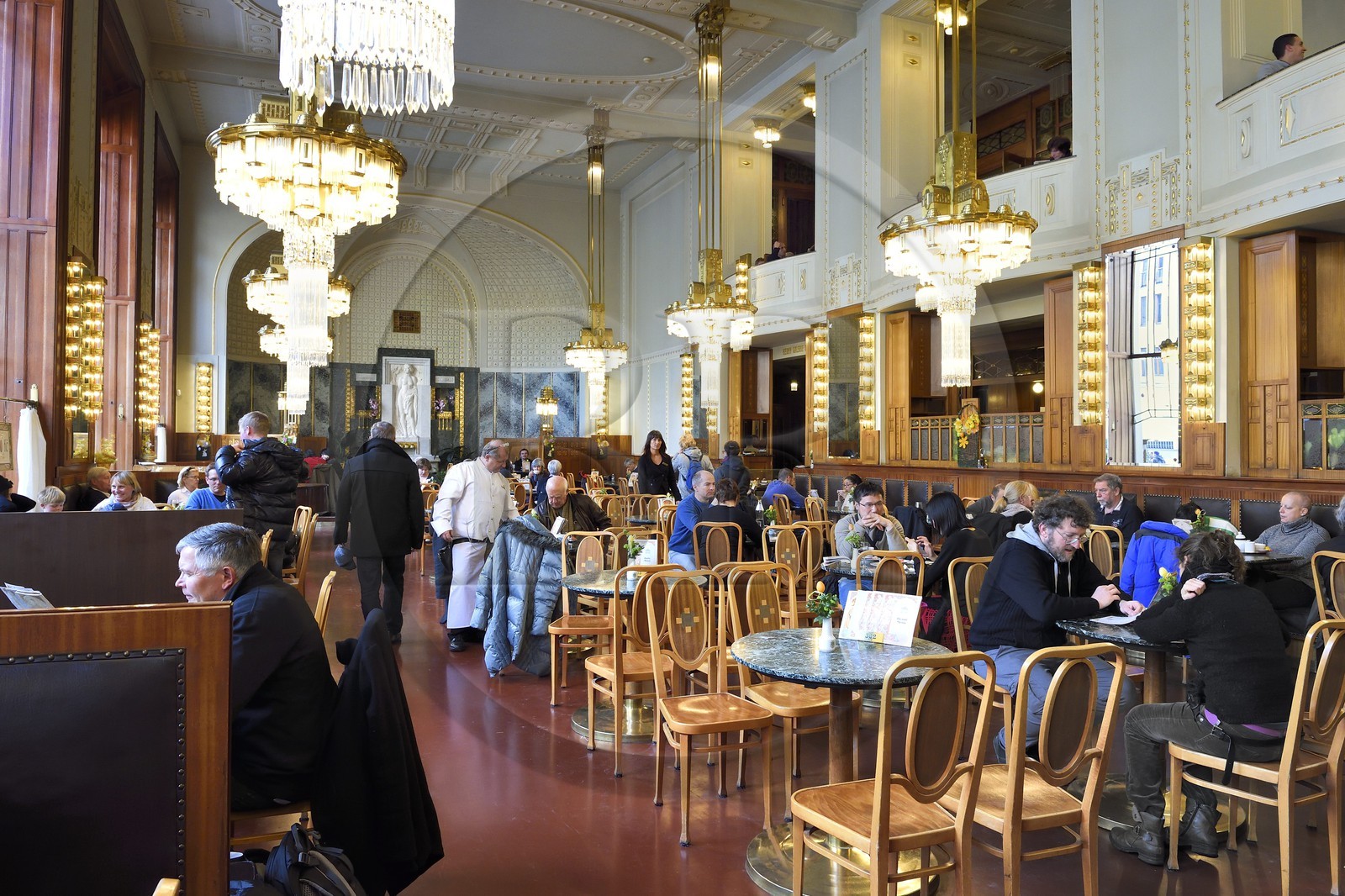 Czech Republic, Prague, historical centre listed as World Heritage by UNESCO, Stare Mesto District, the Municipal House (Obecni Dum), the café
