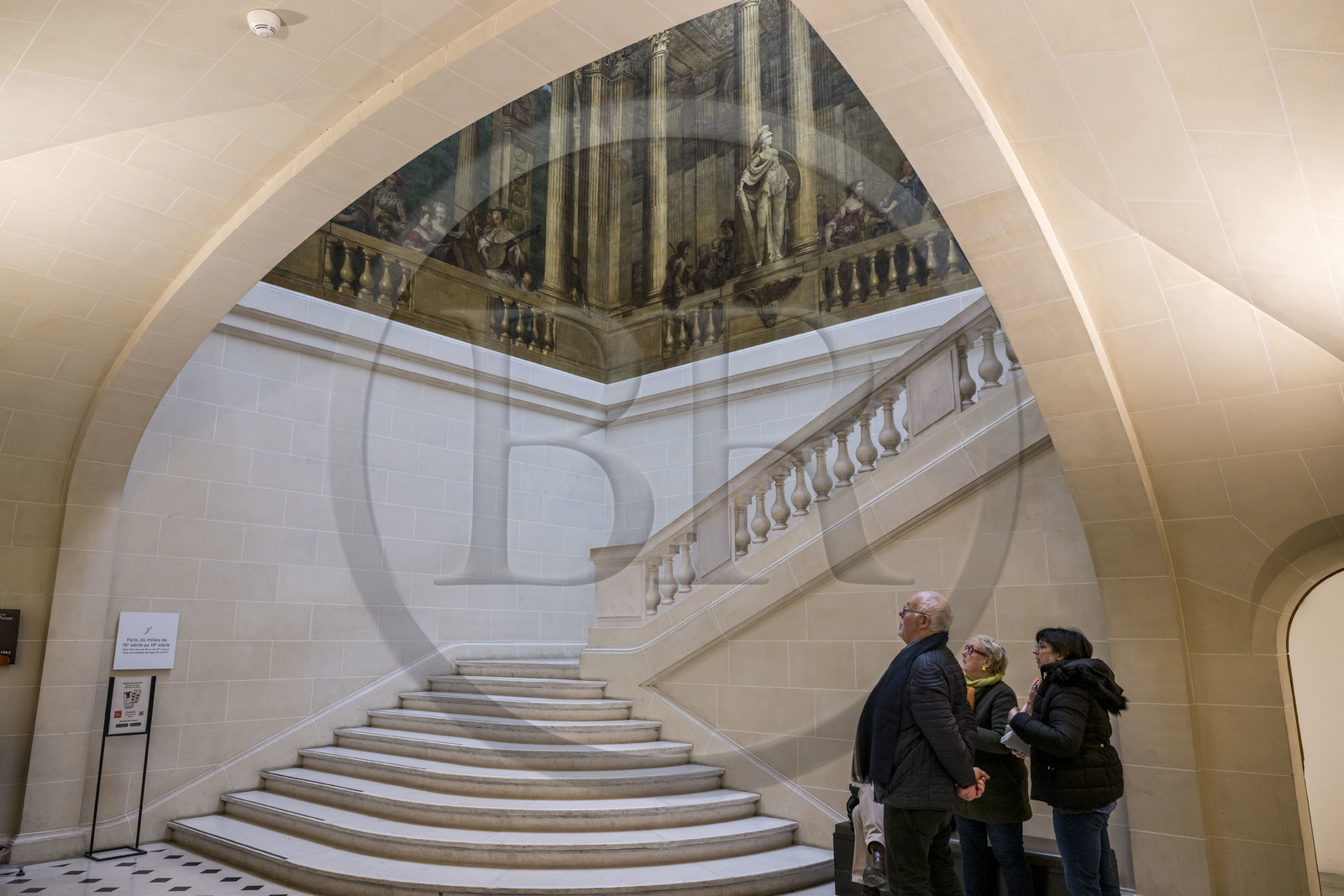 France, Paris, Marais district, Carnavalet Museum, staircase of the Luynes hotel