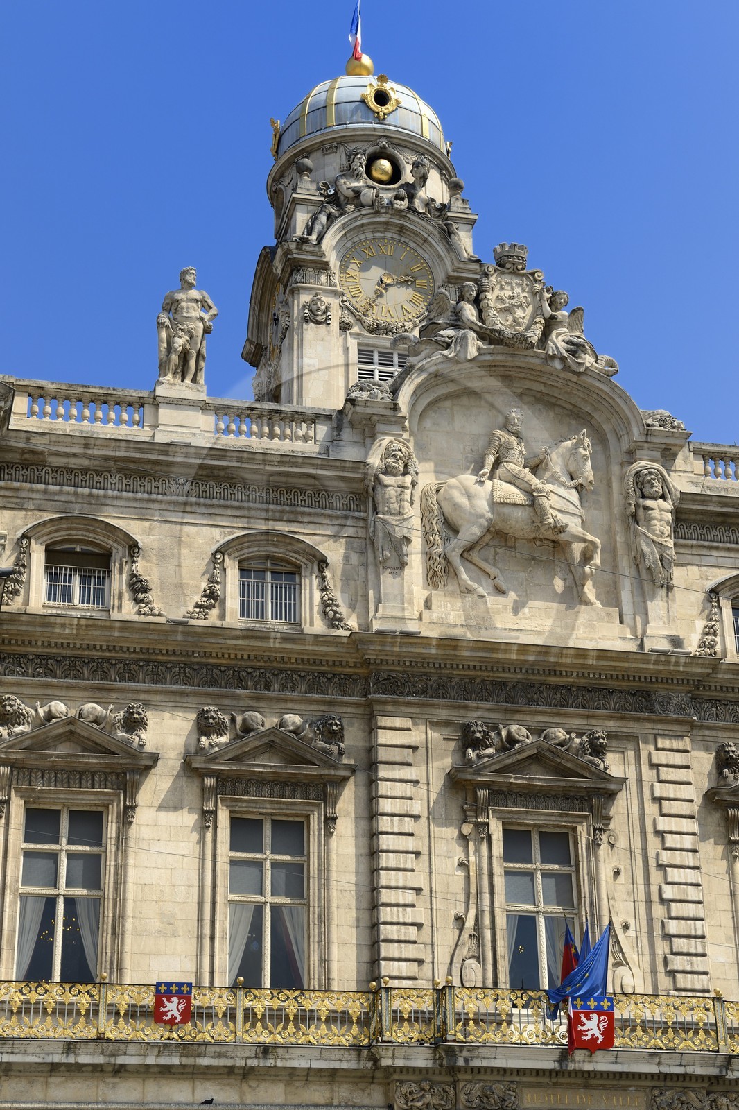 France, Rhône (69), Lyon, site historique classé Patrimoine Mondial de l'UNESCO, Place des Terreaux, l'Hôtel de Ville