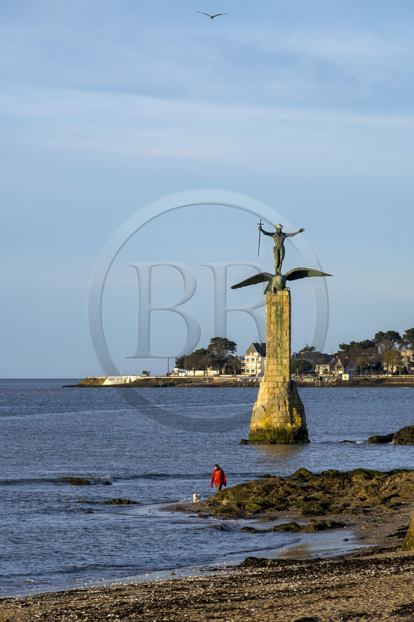 France, Loire-Atlantique (44), Estuaire de la Loire, Saint-Nazaire, la Grande plage, Monument Americain appelé Sammy édifié en mémoire du débarquement américain du 26 juin 1917 à Saint-Nazaire sur le front de mer