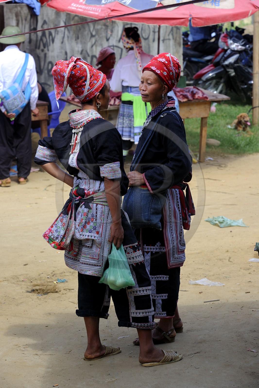 Vietnam, province de Lao Cai, région Nord-Ouest de Sapa, le marché multi-éthnique de Muong Hum, femme de la minorité des Dzao rouge
