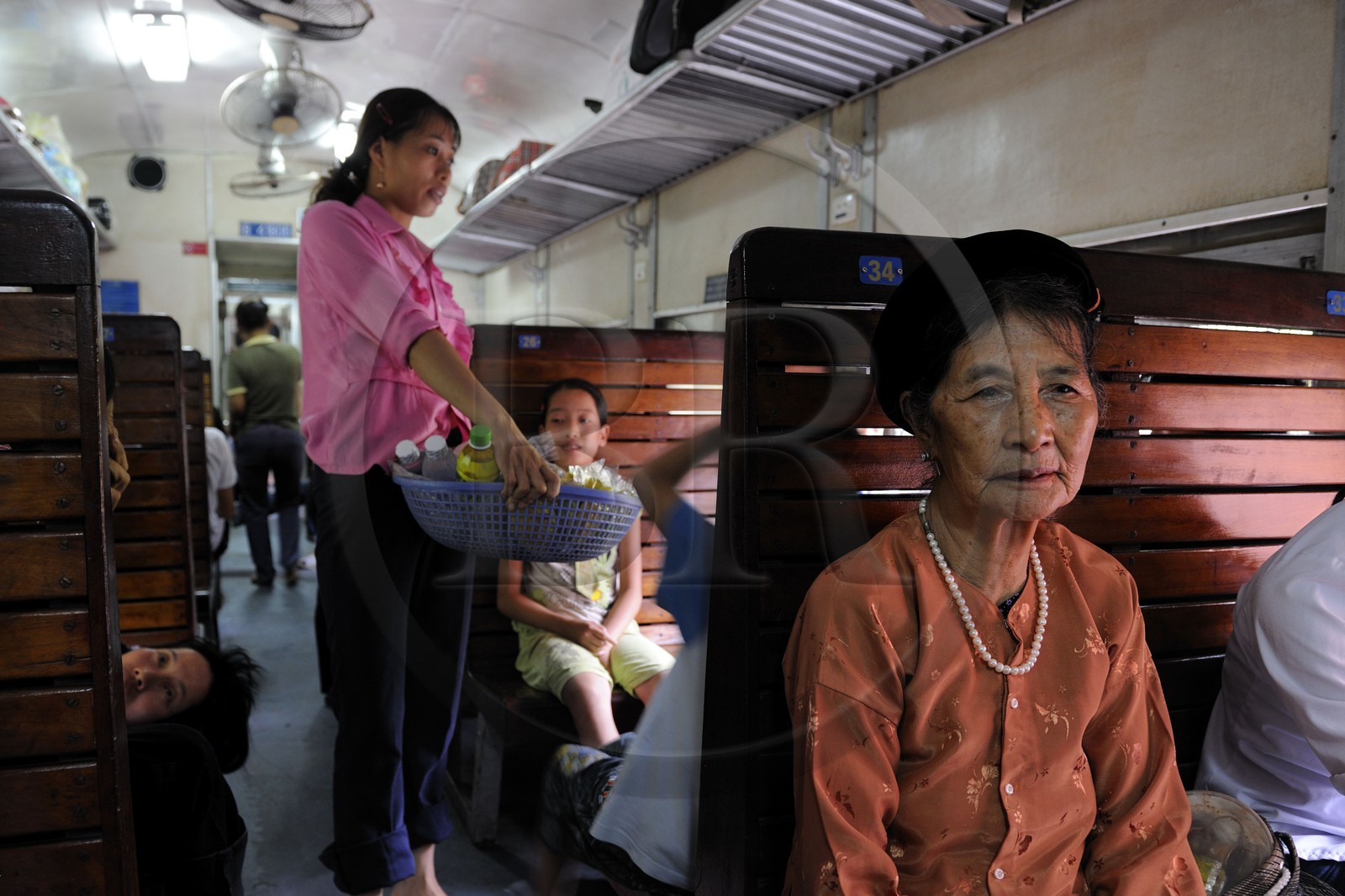 Vietnam, day train from Lao Cai to Hanoi, class Sat hard without climatisation
