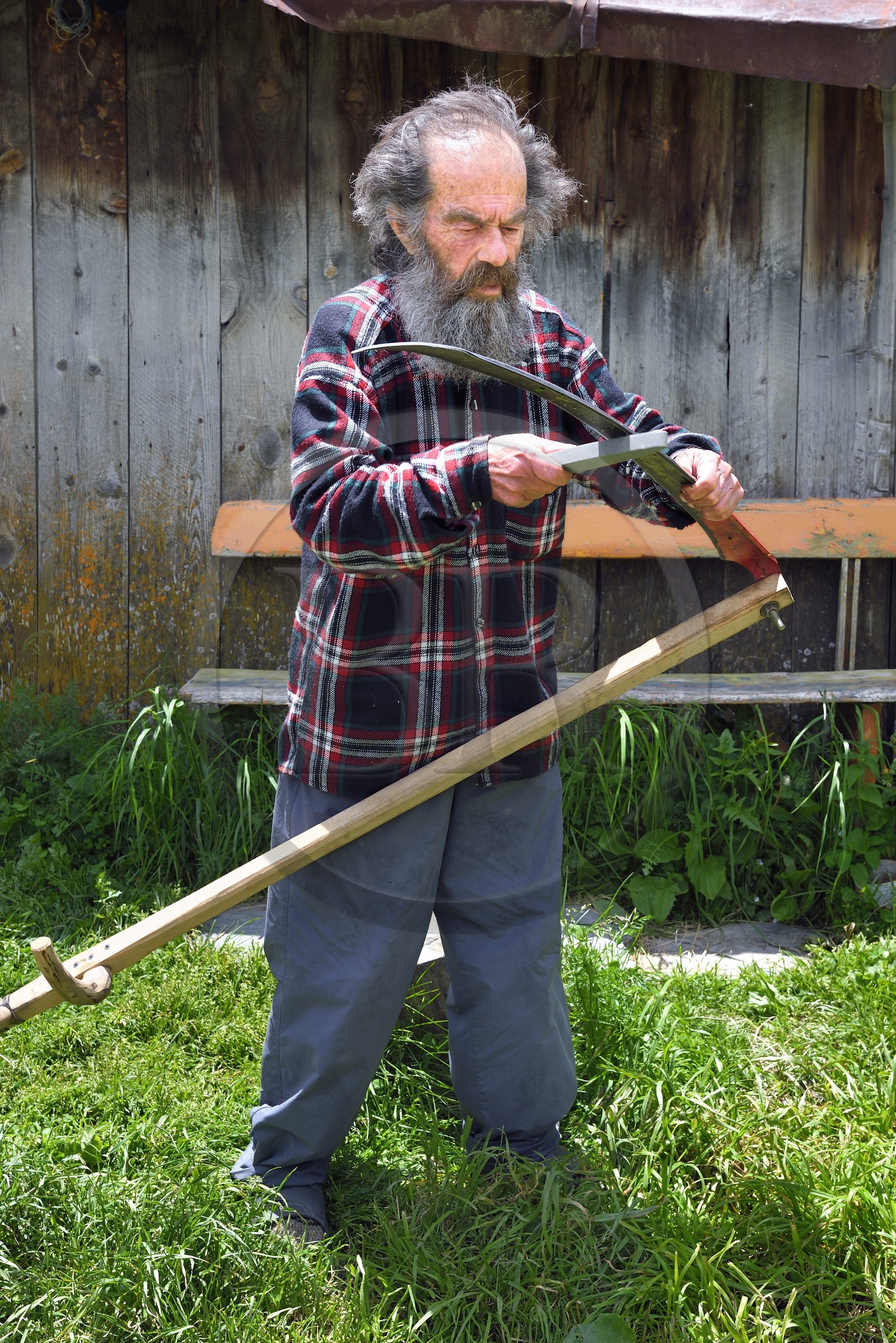 Géorgie, Haute Svanétie (Zemo Svaneti), village de Ushguli (Ouchgouli), classé Patrimoine Mondial de l'UNESCO, le poète et artiste peintre Sridon Nijardzé