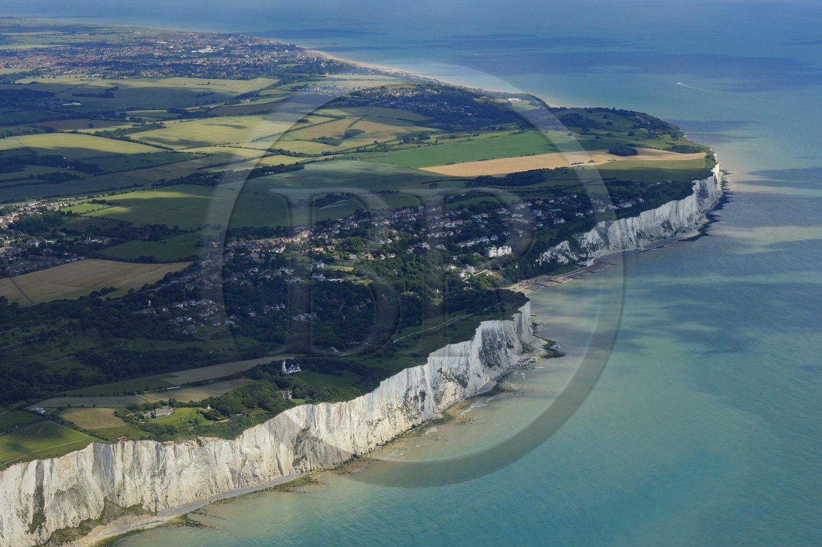 United Kingdom, England, Kent, St.Margaret's Bay, White Cliffs of Dover (aerial view)