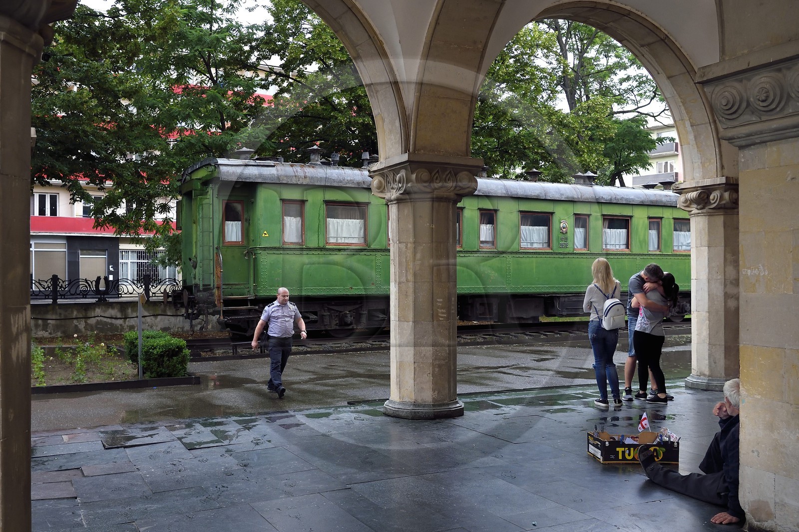 Géorgie, Kartlie intérieure, Gori, ville natale de Joseph Staline, musée Staline, le wagon de chemin de fer Pullman vert personnel de Staline, blindé et pesant 83 tonnes