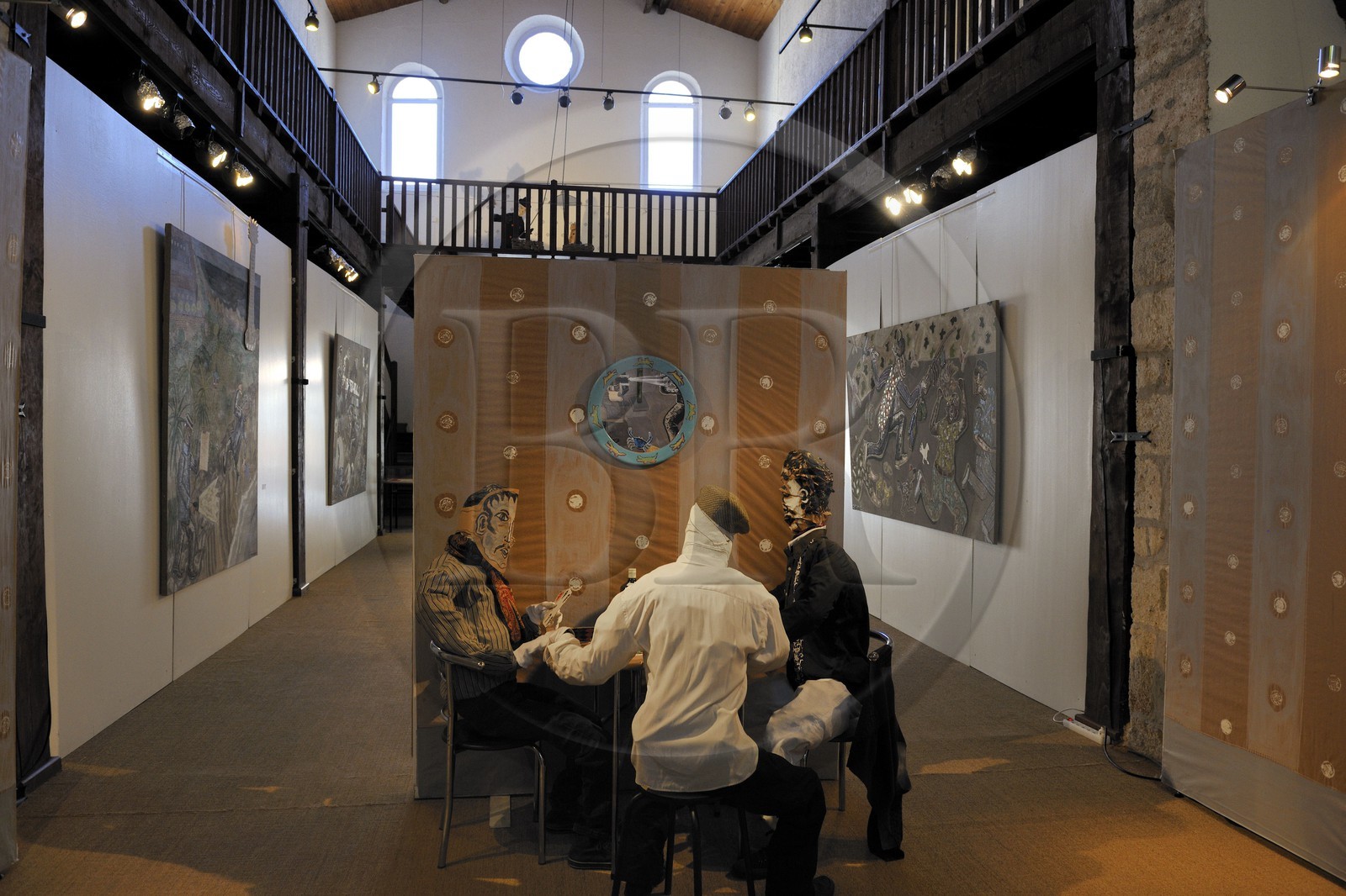 France, Hérault (34), Sète, musée de Frontignan, exposition de l' artiste peintre André Cervera Série couleur pour roman noir, ou du rififi sur la toile