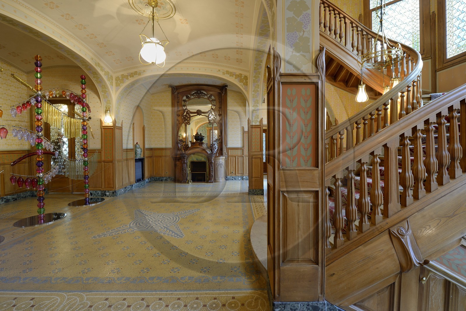 France, Marne, Reims, the Villa Demoiselle of Art Nouveau style, the monumental fireplace Majorelle