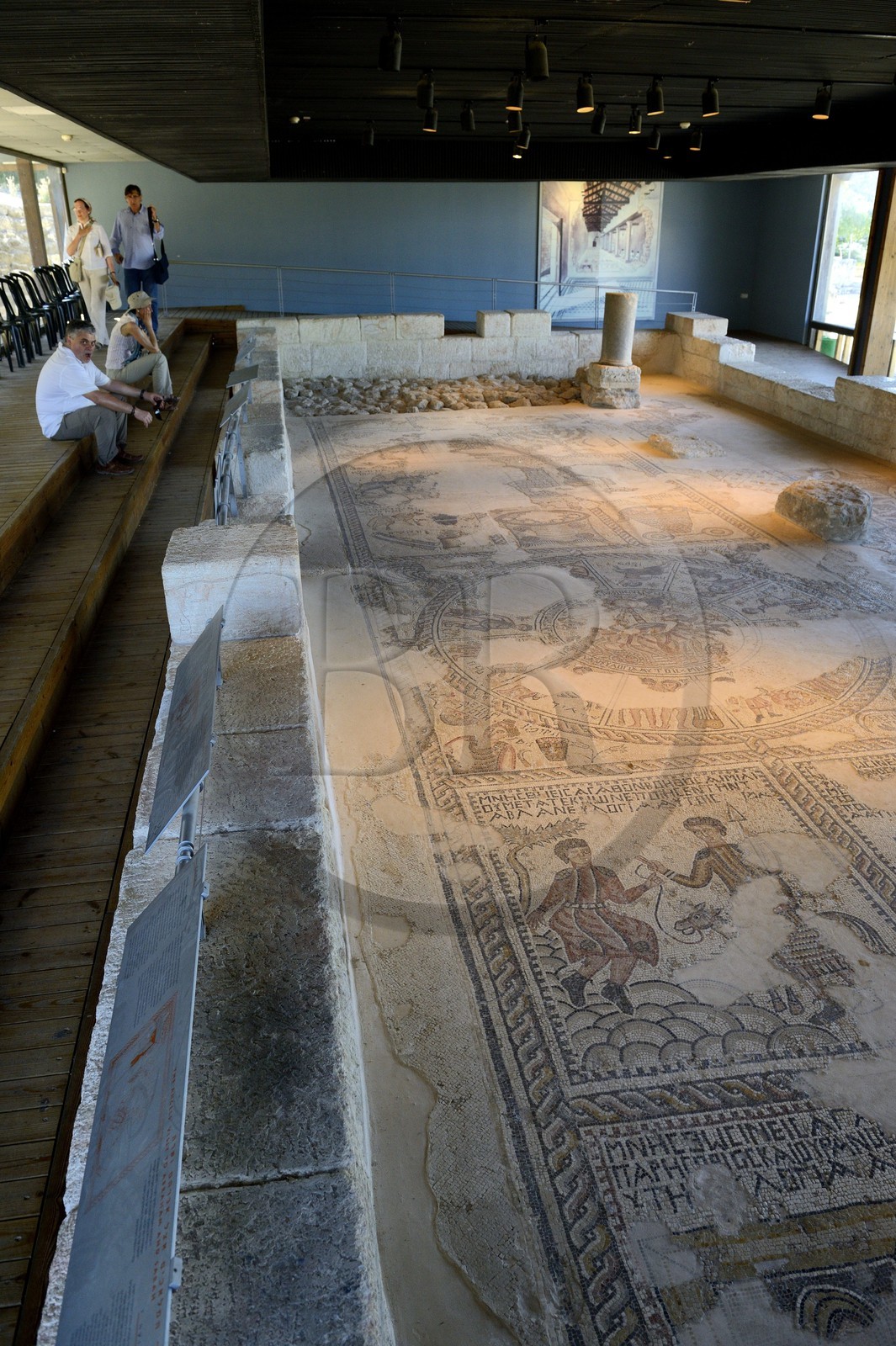 Israel, Northern District, Galilee, Nazareth, Zippori (Tzippori) National Park, Zodiac Wheel Mosaic in the great synagogue of Tzippori, 5th century CE