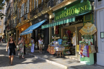 France, Bouches-du-Rhone, Aix-en-Provence, shops on the Place de l'Hotel de ville