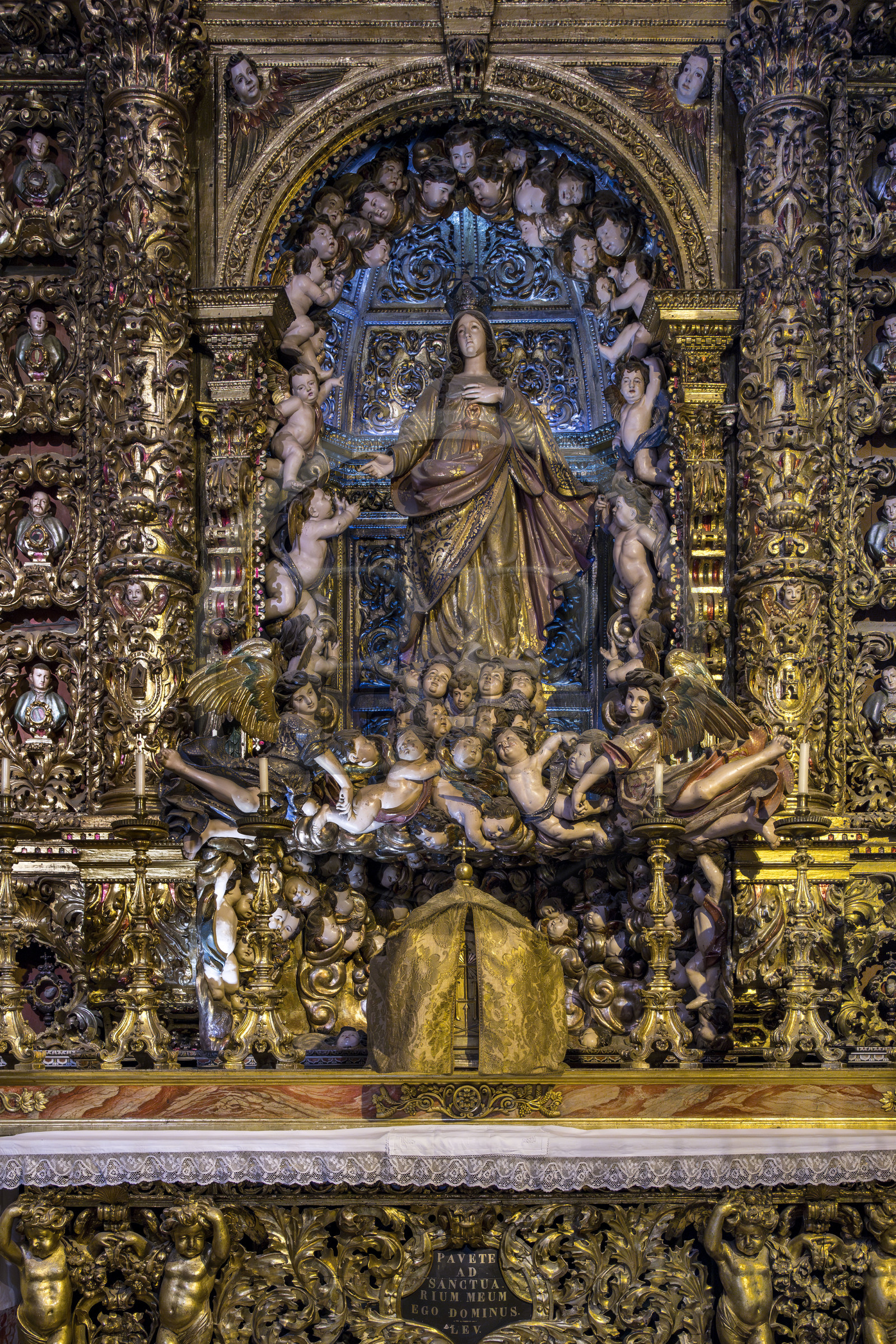 Portugal, Lisbonne, Bairro Alto, église Saint-Roch (Igreja de Sao Roque) du XVIème siècle, la Vierge Marie