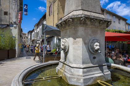France, Bouches-du-Rhône (13), Parc Naturel Régional des Alpilles, Saint-Rémy-de-Provence, boulevard Mirabeau, fontaine de la Trinité