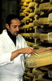 France, Doubs, Fort Saint Antoine, Comte mountain cheese maturing cellar