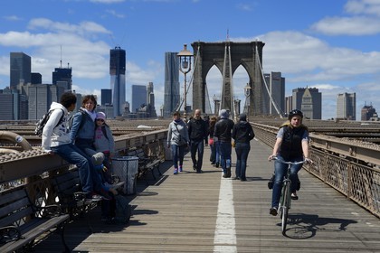 Etats-Unis, New York, Manhattan, le pont de Brooklyn