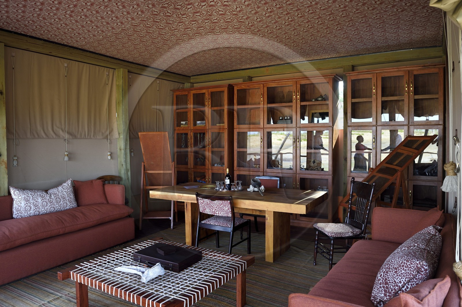 Zimbabwe, Matabeleland North Province, Hwange National Park, Somalisa Camp from African Bush Camps, the open lounge