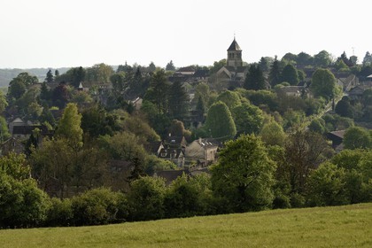 France, Yvelines, Montchauvet overlooked by the Sainte Marie Madeleine (St. Mary Magdalene) church